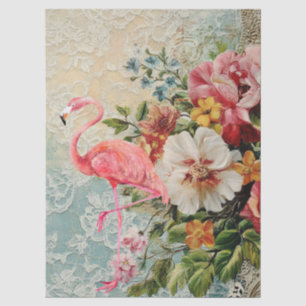 Shabby Chic Pink Flamingo Bloemen Decoupage Tissuepapier