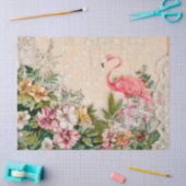 Shabby Chic Pink Flamingo Bloemen Decoupage Tissuepapier (Craft)