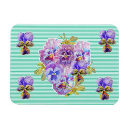 Shabby Chic Pink Floral Aqua Stripe Magnet Magneet