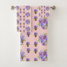 Shabby Chic Pink Floral bloemen Handdoekset Bad Handdoek