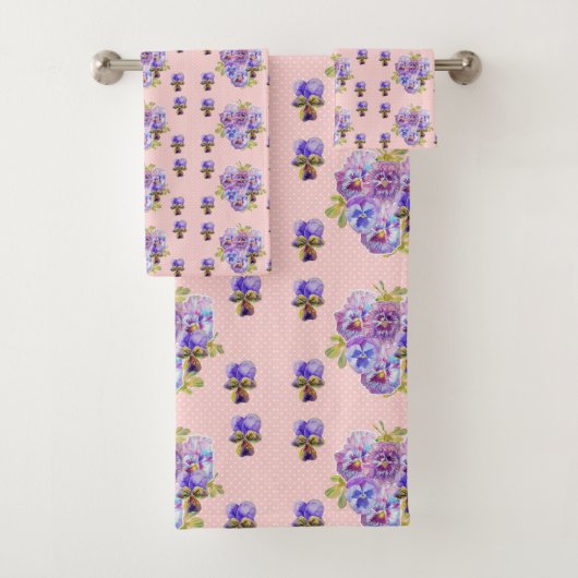 Shabby Chic Pink Floral bloemen Handdoekset Bad Handdoek (Insitu)