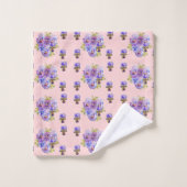 Shabby Chic Pink Floral bloemen Handdoekset Bad Handdoek (Wasdoekje)