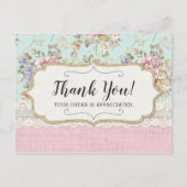 Shabby Chic Pink Floral Boutique Dank je Briefkaart (Voorkant)