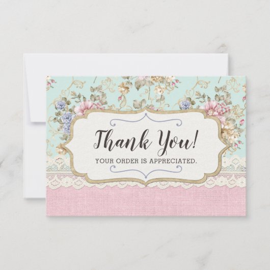 Shabby Chic Pink Floral Boutique Hartelijk dank Kaart (Voorkant)