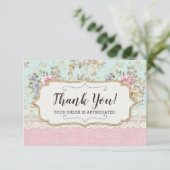 Shabby Chic Pink Floral Boutique Hartelijk dank Kaart (Staand voorkant)