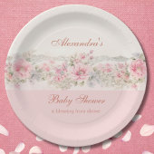 Shabby Chic Pink Floral Christian Baby Shower Papieren Bordje