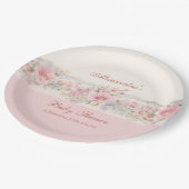Shabby Chic Pink Floral Christian Baby Shower Papieren Bordje (Gekanteld)