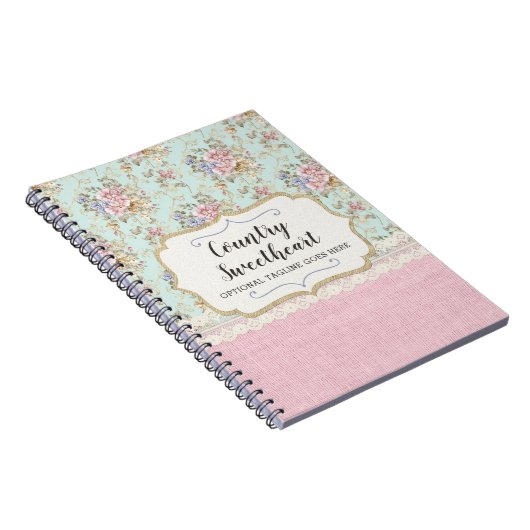 Shabby Chic Pink Floral  Farmhouse Boutique Notitieboek (Rechterzijde)