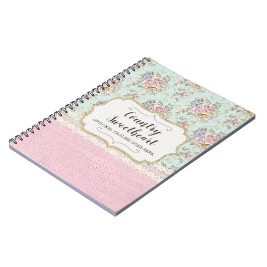 Shabby Chic Pink Floral  Farmhouse Boutique Notitieboek (Linkerzijde)