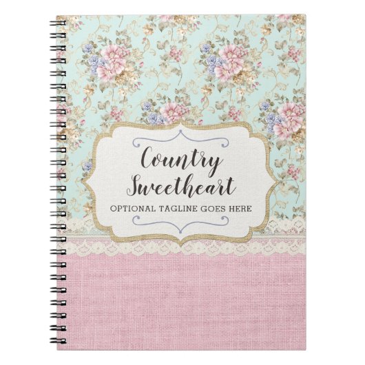 Shabby Chic Pink Floral  Farmhouse Boutique Notitieboek (Voorkant)