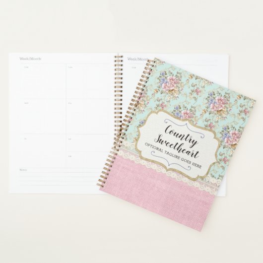 Shabby Chic Pink Floral  Farmhouse Boutique Planner (Display)