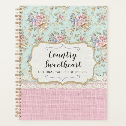 Shabby Chic Pink Floral  Farmhouse Boutique Planner (Voorkant)