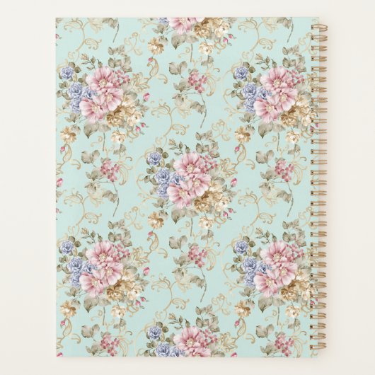 Shabby Chic Pink Floral  Farmhouse Boutique Planner (Achterkant)
