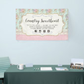 Shabby Chic Pink Floral  Farmhouse Boutique Spandoek (Beurs)
