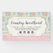Shabby Chic Pink Floral  Farmhouse Boutique Spandoek (Horizontaal)