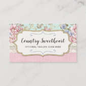 Shabby Chic Pink Floral  Farmhouse Boutique Visitekaartje (Voorkant)