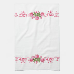 Shabby Chic Pink Floral Kitchen Towel Theedoek
