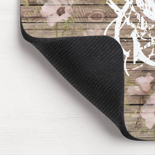 Shabby Chic Pink Floral Pattern Monogram Muismat (Hoek)