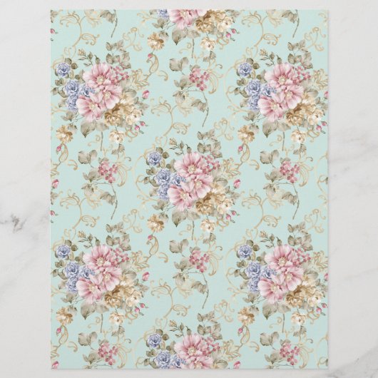 Shabby Chic Pink Floral  Scrapbook Paper Briefhoofd (Voorkant)