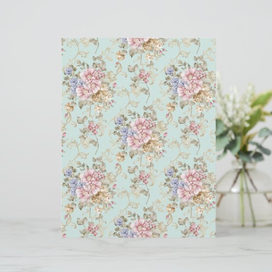 Shabby Chic Pink Floral  Scrapbook Paper Briefhoofd (Staand voorkant)