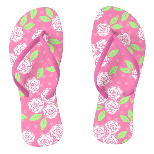 Shabby Chic Pink Floral Teenslippers (Voetbed)
