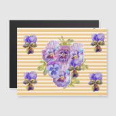 Shabby Chic Pink Floral Yellow Stripe Magnet (Voorkant / Achterkant)