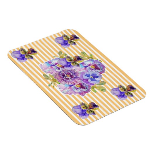 Shabby Chic Pink Floral Yellow Stripe Magnet Magneet (Rechterzijde)