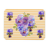 Shabby Chic Pink Floral Yellow Stripe Magnet Magneet (Horizontaal)