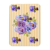 Shabby Chic Pink Floral Yellow Stripe Magnet Magneet (Verticaal)