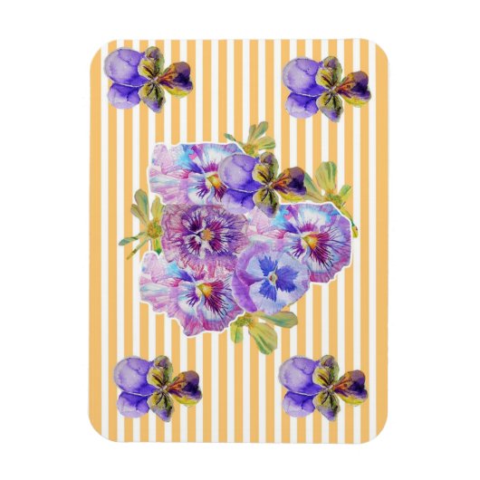 Shabby Chic Pink Floral Yellow Stripe Magnet Magneet (Verticaal)