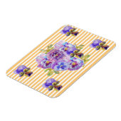 Shabby Chic Pink Floral Yellow Stripe Magnet Magneet (Linkerzijde)