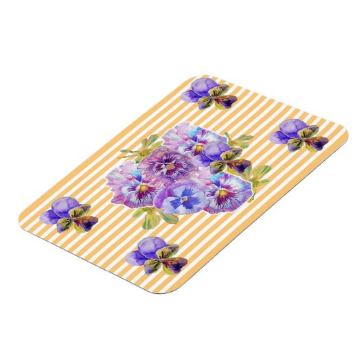 Shabby Chic Pink Floral Yellow Stripe Magnet Magneet (Linkerzijde)