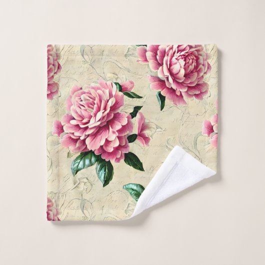 Shabby Chic Pink Gardenias Bad Handdoek (Wasdoekje)