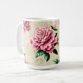 Shabby Chic Pink Gardenias Koffiemok (Voorkant links)