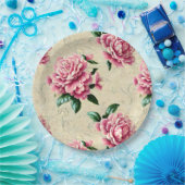 Shabby Chic Pink Gardenias Papieren Bordje (Feest)
