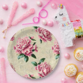 Shabby Chic Pink Gardenias Papieren Bordje (Feest)