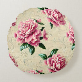 Shabby Chic Pink Gardenias Rond Kussen