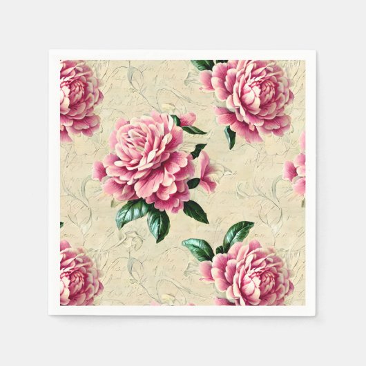 Shabby Chic Pink Gardenias Servet (Voorkant)