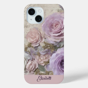  shabby chic Pink Gepersonaliseerde naam iPhone 15 Case