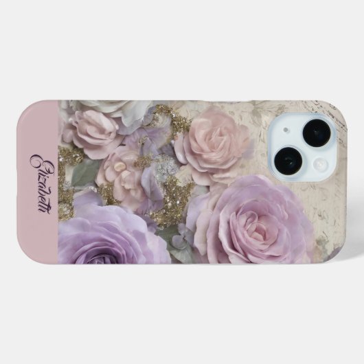 shabby chic Pink Gepersonaliseerde naam Case-Mate iPhone Case (Achterkant (horizontaal))