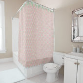 Shabby Chic Pink & Green Damask w Bows & Lace Douchegordijn (In situ)