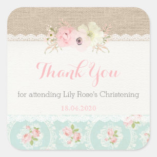 Shabby Chic Pink & Mint Vierkante Sticker