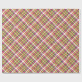 Shabby Chic Pink Oranje Green White Gingham Cadeaupapier (Vlak)