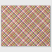 Shabby Chic Pink Oranje Green White Gingham Cadeaupapier (Vlak)