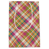 Shabby Chic Pink Oranje Green White Gingham Medium Cadeauzakje (Voorkant)
