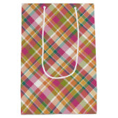 Shabby Chic Pink Oranje Green White Gingham Medium Cadeauzakje (Achterkant)