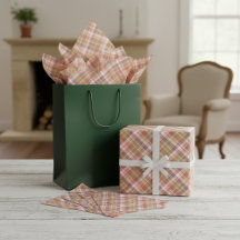 Shabby Chic Pink Oranje Green White Gingham