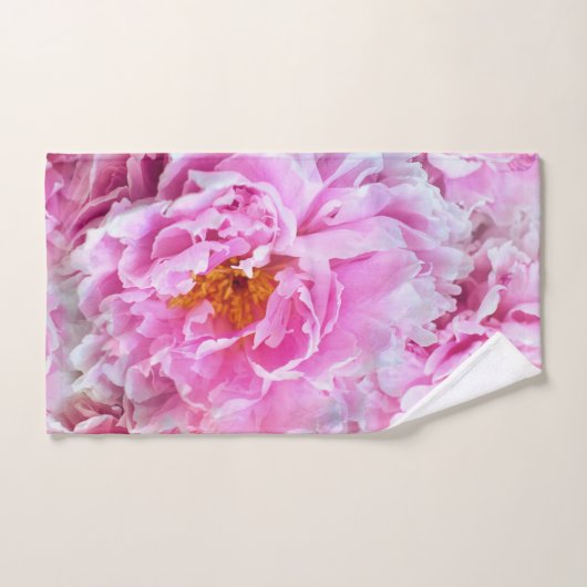 Shabby Chic Pink Pastel Pink Peonies Bad Handdoek (Handdoek)