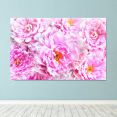 Shabby Chic Pink Pastel Pink Peonies Canvas Afdruk (Insitu (Houten vloer))