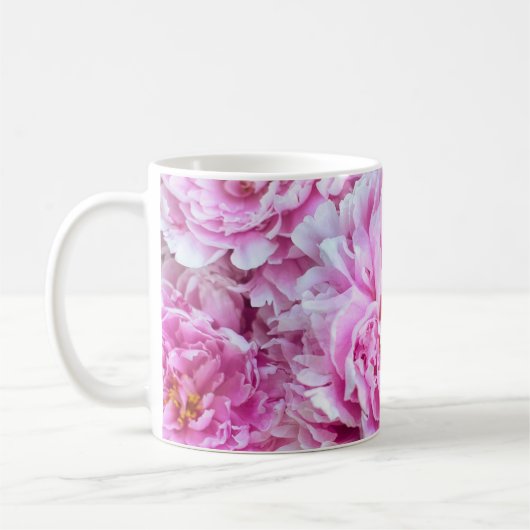 Shabby Chic Pink Pastel Pink Peonies Koffiemok (Links)